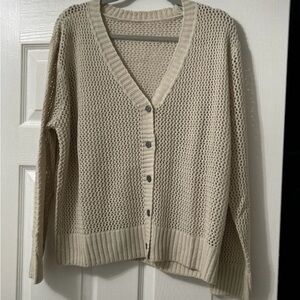 SHEIN Cream Button-Up Cardigan